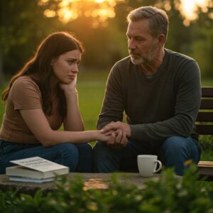 Duas pessoas se conectando emocionalmente durante uma conversa empática, simbolizando a importância da inteligência emocional nas relações.