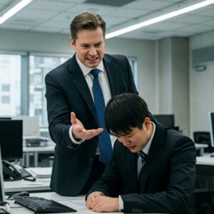 Chefe humilhando seu funcionário.