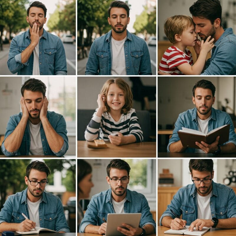 Pessoa lidando com diferentes situações do dia a dia com equilíbrio emocional.