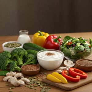 Alimentos saudáveis para o intestino.