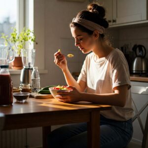  Imagem de uma pessoa praticando Mindful Eating no Dia a Dia