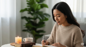 mulher tomando decisões com inteligência emocional e fé no cotidiano