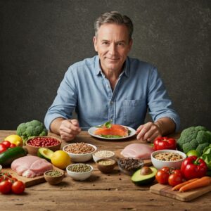 Uma pessoa se alimentando com alimentos de verdade e saudável
