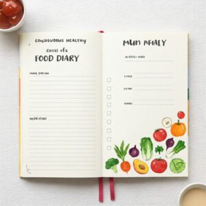 Imagem de um diário alimentar consciente e saudável