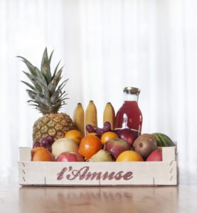 fruta, caixa, cesta