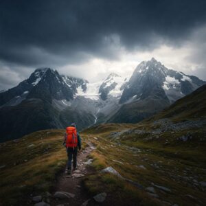 Homem fazendo trilha, rumo ao cume do monte. Desenvolvendo a Capacidade de Resiliência