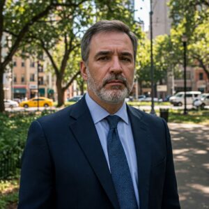 "Pessoa contemplativa em cenário urbano e tranquilo, simbolizando desafios pessoais e profissionais."