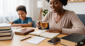 Mãe organizando sua rotina com fé e foco — exemplos práticos para vencer a procrastinação