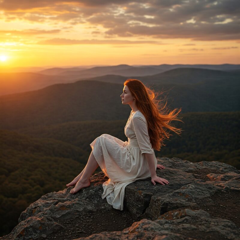 Uma mulher parada diante de um grande espelho, olhando para seu próprio reflexo com um olhar de incerteza. A imagem transmite a luta interna entre a aceitação e o medo do julgamento.