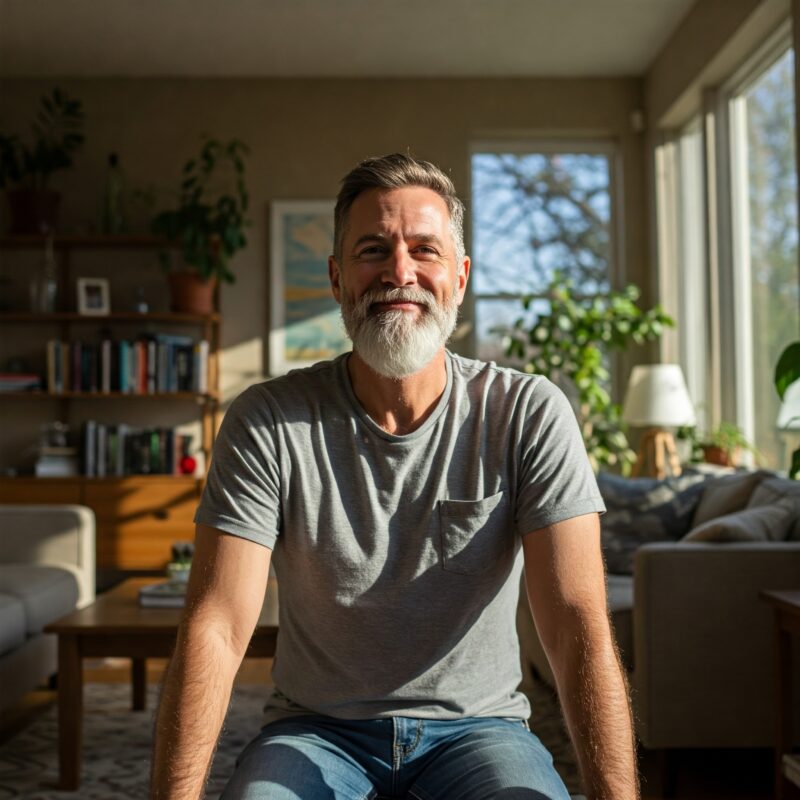 "Pessoa sorrindo em ambiente natural, simbolizando autoestima e amor-próprio."