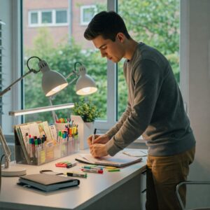 Homem no escritório aplicando a Gestão do tempo no trabalho.