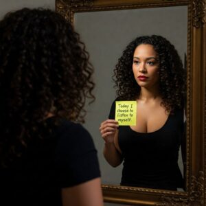Mulher reforçando limites saudáveis com empatia. 