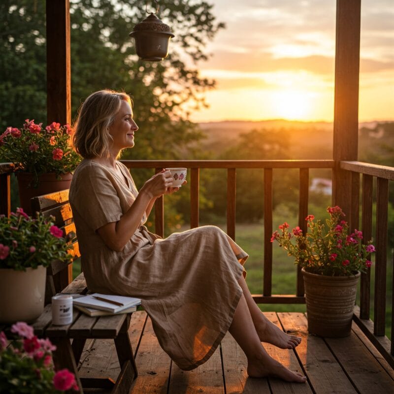 Mulher exausta em casa, sobrecarregada pelas tarefas diárias.