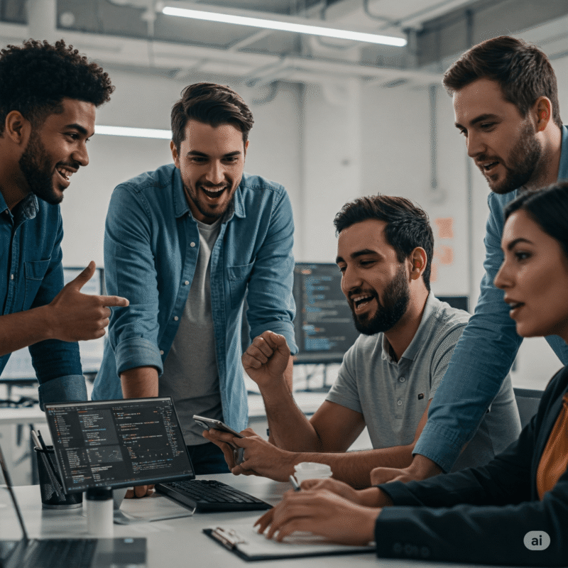 Profissionais analisando dados com tecnologia de inteligência artificial."