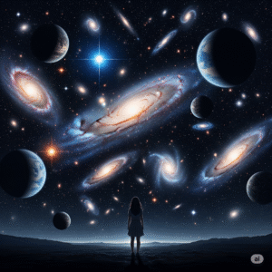 Céu estrelado e galáxias representando a glória de Deus revelada no universo.