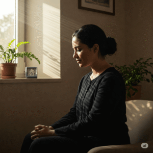 Pessoa em oração, simbolizando a importância da fé