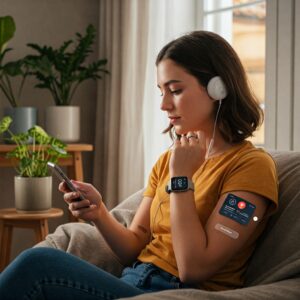  Uso de tecnologia para promover a saúde mental e bem-estar integral, com foco em autocuidado e inovação.