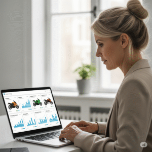 Consumidor analisa opções de motos sustentáveis para uma decisão consciente.