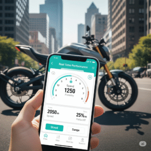 Aplicativo monitora moto sustentável, unindo tecnologia verde ao estilo de vida consciente.