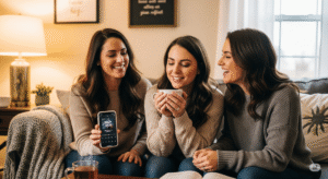 Mulheres cristãs reunidas ouvindo louvores e fortalecendo sua fé em comunidade