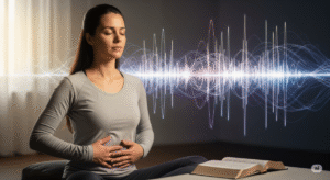 Exercício de respiração com fé e oração unindo ciência e espiritualidade cristã