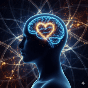 representação visual da neurociência da gratidão, união entre fé, mente e emoções