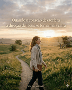 Mulher caminhando ao amanhecer após encontrar direção e clareza espiritual em Deus