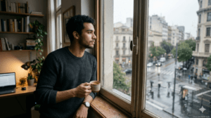 jovem refletindo sobre preocupações e pensamentos antecipatórios